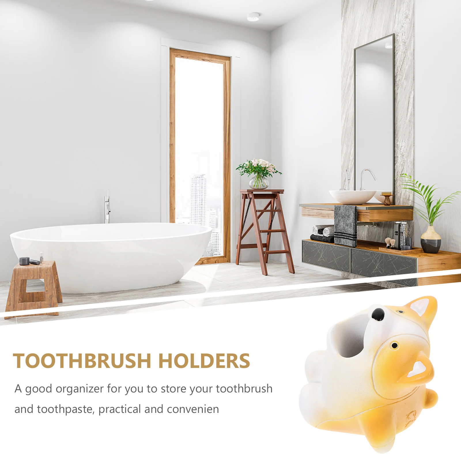 

Resin Cartoon Dog Toothbrush Cup Bathroom Holder Organizer Desktop Storage Box Makeup Brush Container Sundries Storage