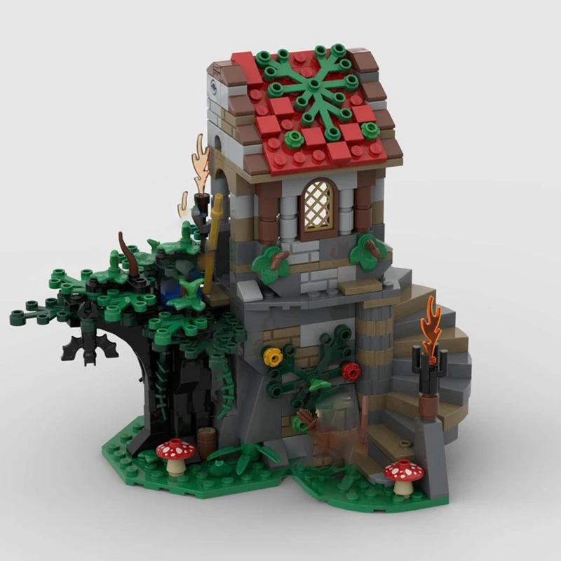 Castelo medieval modelo moc tijolos de construção a casa na árvore tecnologia bloco modular natal brinquedo diy presentes do feriado
