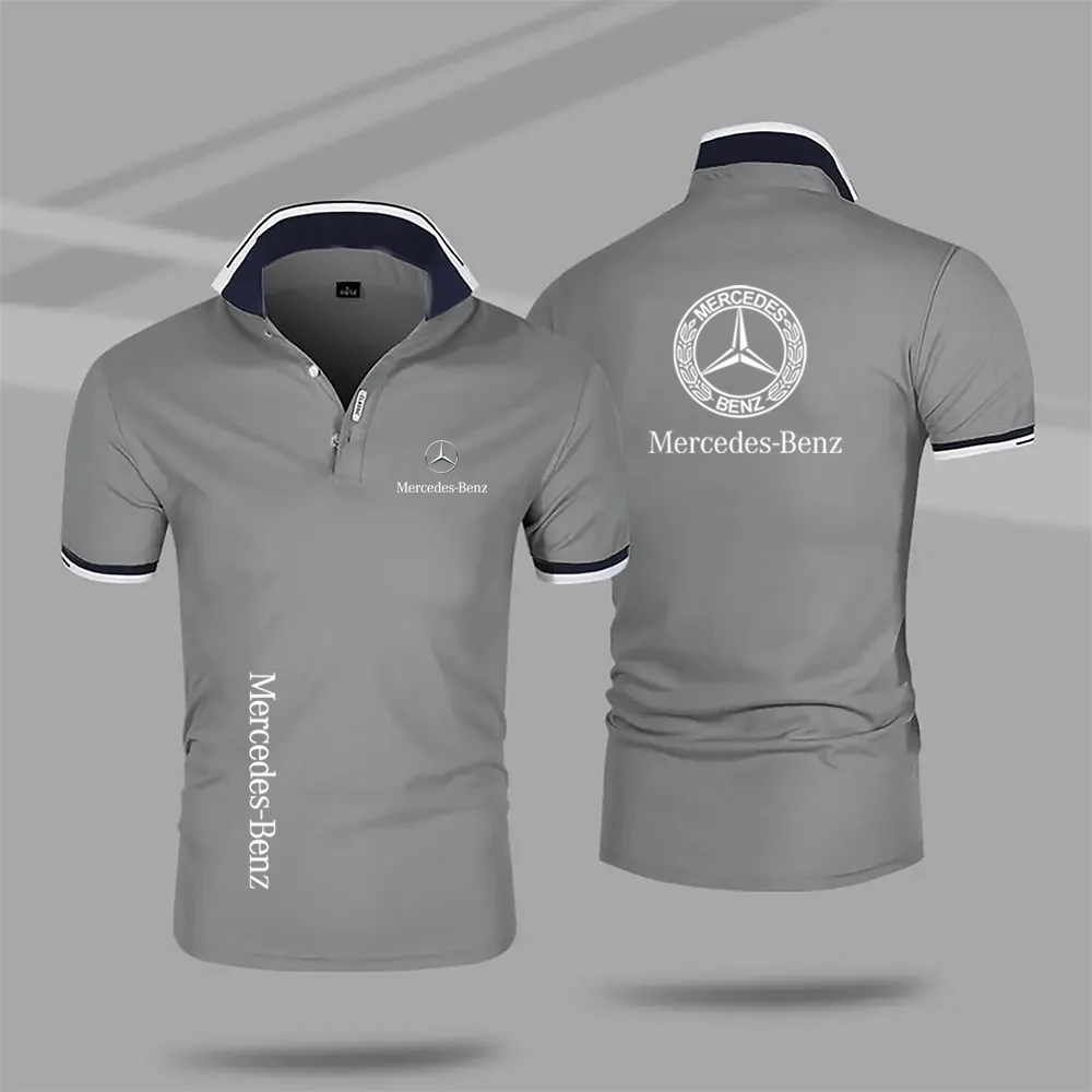 2024 Mercedes Benz Sport Hochwertiges Herren-Motorrad-Poloshirt, sportliche Mode, elegantes Herren- und Damen-Fahrrad-Poloshirt