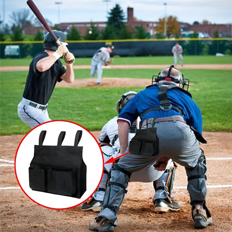 A29Z-2 Pack Umpire Ball Bag Umpire Gear With 2 Side Pockets Umpire Gear For Baseball Big Softball Belt Extra Durable Black