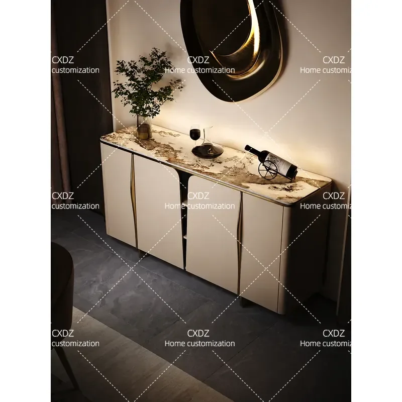 Modern Light Luxury Entrance Cabinet High End Foyer Storage Unit Wall Mounted Decorative Shoe Cabinet for Entryway Hallway