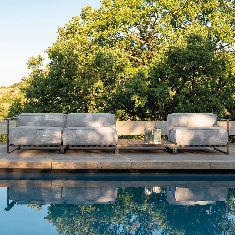 북유럽 스타일, 야외용, 소파, 안뜰, 빌라, 알루미늄 합금, 스테인리스 스틸, 티크