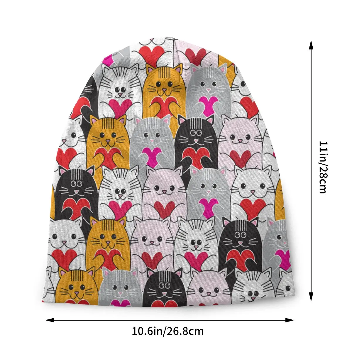 Cats Love Hearts Bonnet Femme Street Knitting Hat For Women Men Autumn Winter Warm Cartoon Kitten Beanies Caps