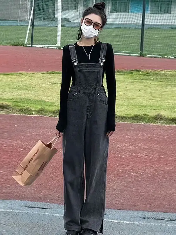 

Slimming Denim Overalls Women's Spring Autumn New Sle plus Size Faionable Vintage Split Design Comfortable for plus Size ...