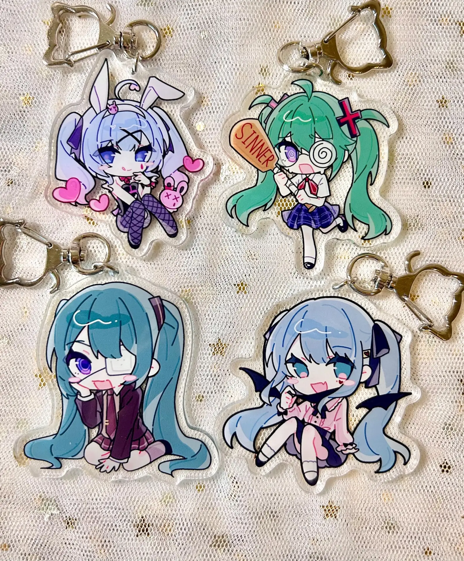 Vol.2 Vocaloid Miku chibby keychains Vampire  Rotten Girl  Rabbit Hole Monitoring Collection Toys Gift for Friend
