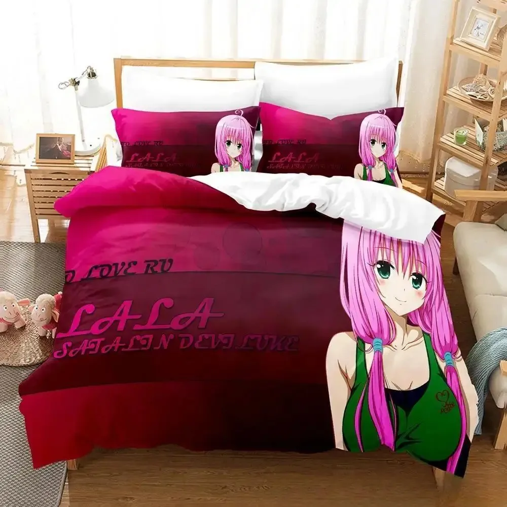 

Anime Yami To LOVE Ru Bedding Set Duvet Cover Bed Set Quilt Cover Pillowcase Comforter king Queen Size Boys Adult Home Textiles