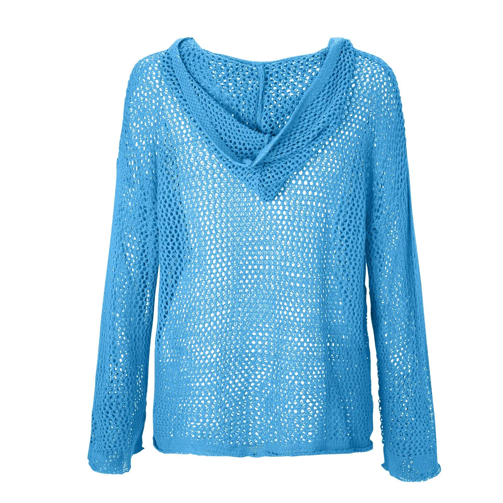 سترة نسائية أنيقة على الطراز الكوري فضفاضة مجوفة سترة سموك عصرية بأكمام طويلة كاجوال بلون سادة مع قلنسوة #5