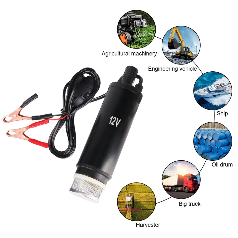 50L/min For Pumping Diesel Oil Water Submersible Aluminum Alloy Shell Electric Oil Pump Mini 12V Fuel Transfer Car Accessories