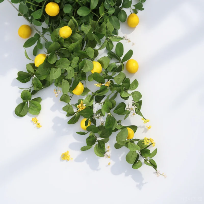 نباتات خضراء اصطناعية ليمون ديكور فروع محاكاة الفواكه ألوان زاهية عملية صور الدعائم غرفة نوم حفل زفاف #6