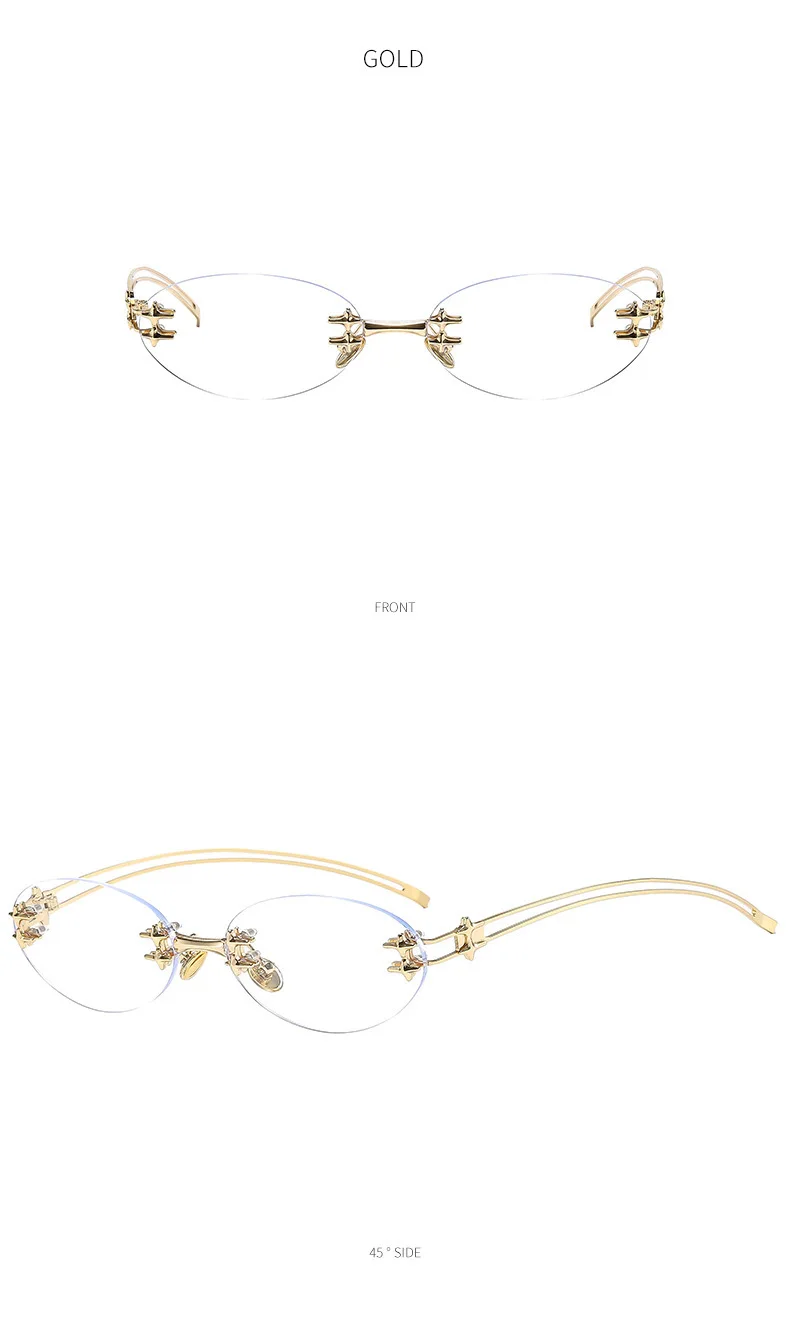 Koreanische Mode-Stil Sonnenbrille für Frauen Ovale Form Randlose Designer Sonnenbrille Frauen Campus Stil Weibliche Sonnenbrille – Detail 14