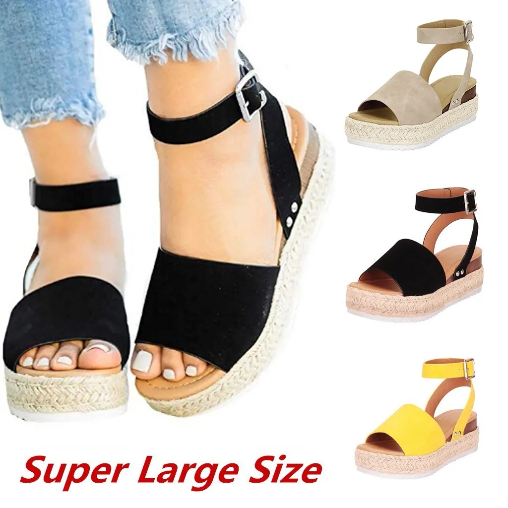 Summer New Women\'s Thick Bottom Sandals Fashion Linen Slope Heel Sandals Leisure Comfortable Breathable Sandals Beach Shoes