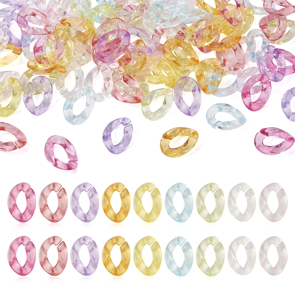 

225Pcs Colorful Acrylic Linking Rings Twist Oval Open Ring Link Chain Quick Link Connectors for Cable Chains Making