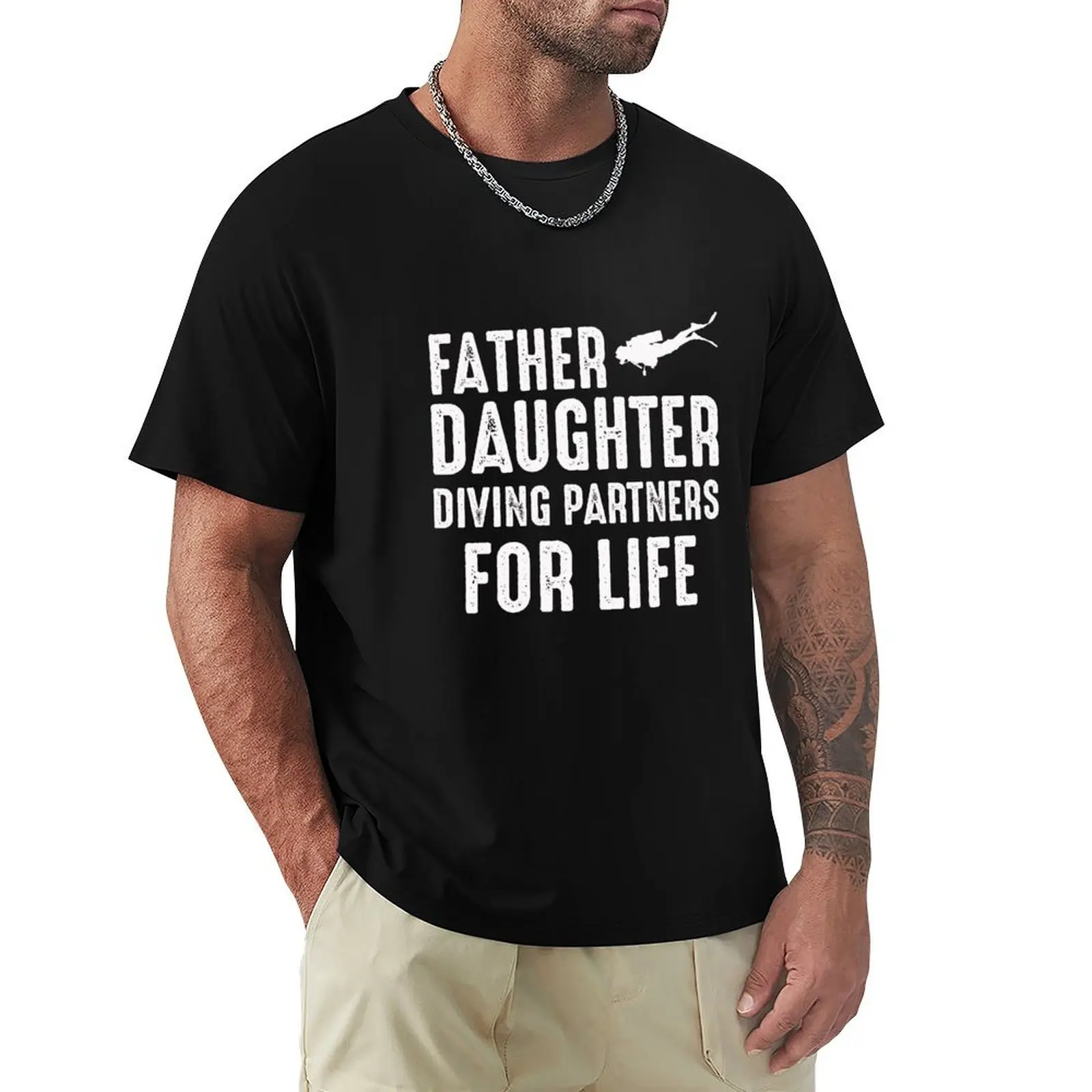 Dad And Daughter Diving Partners For Life Scuba Diving T-Shirt High Elasticity Sports Tee Shirt