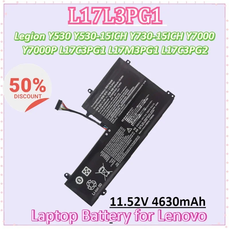 

L17L3PG1 L17C3PG2 11.52V 4630mAh Laptop Battery for Lenovo Legion Y530 Y530-15ICH Y730-15ICH Y7000 Y7000P L17C3PG1 L17M3PG1