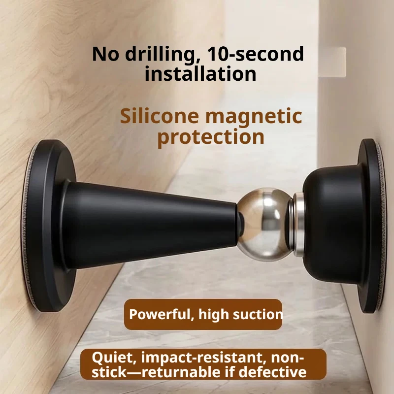 No-Drill Silicone Door Stopper, Strong Suction Anti-Collision for Bedroom Wall Protection Home Use