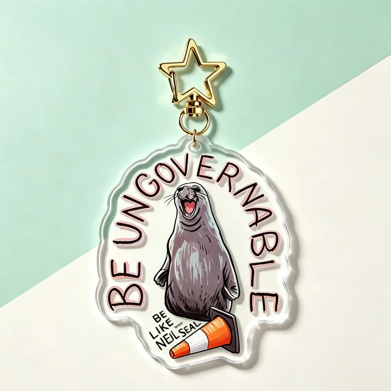 Neil Seal Acrylic Keychain Rebellious Spirit Fun Seal Quote Lively and Playful Key Ring Bag Charm Ideal Gift for Animal Lovers