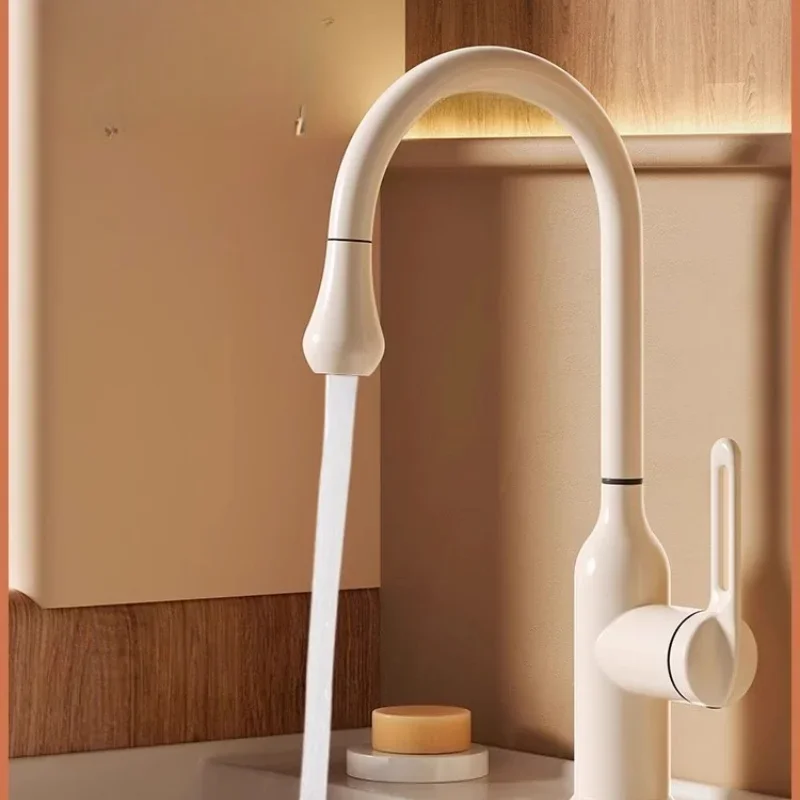 

Белый смеситель для умывальника, ванная комната, шкаф для ванной комнаты, раковина, домашний смеситель для горячей и холодной воды с двойным управлением, смеситель с одним отверстием