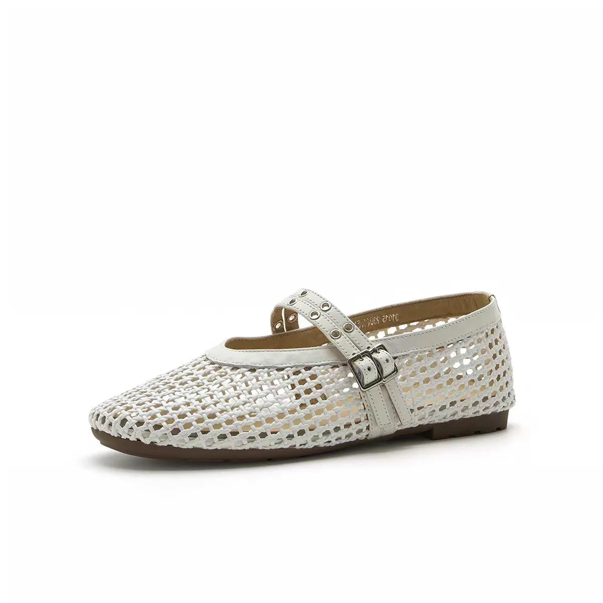 Flat Hollow-out New Style Sandals Fishnet Mary Jane Shoes for Women 2026 Summer Studded Single Shoes Ballet Shoes for Women