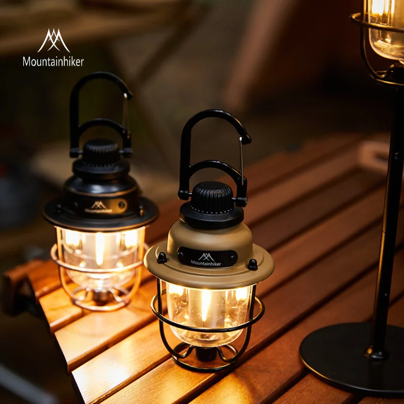 MOUNTAINHIKER Outdoor Retro Camping Lamp Rechargeable Portable Camping Picnic Portable Atmosphere Lamp Chandelier Lantern