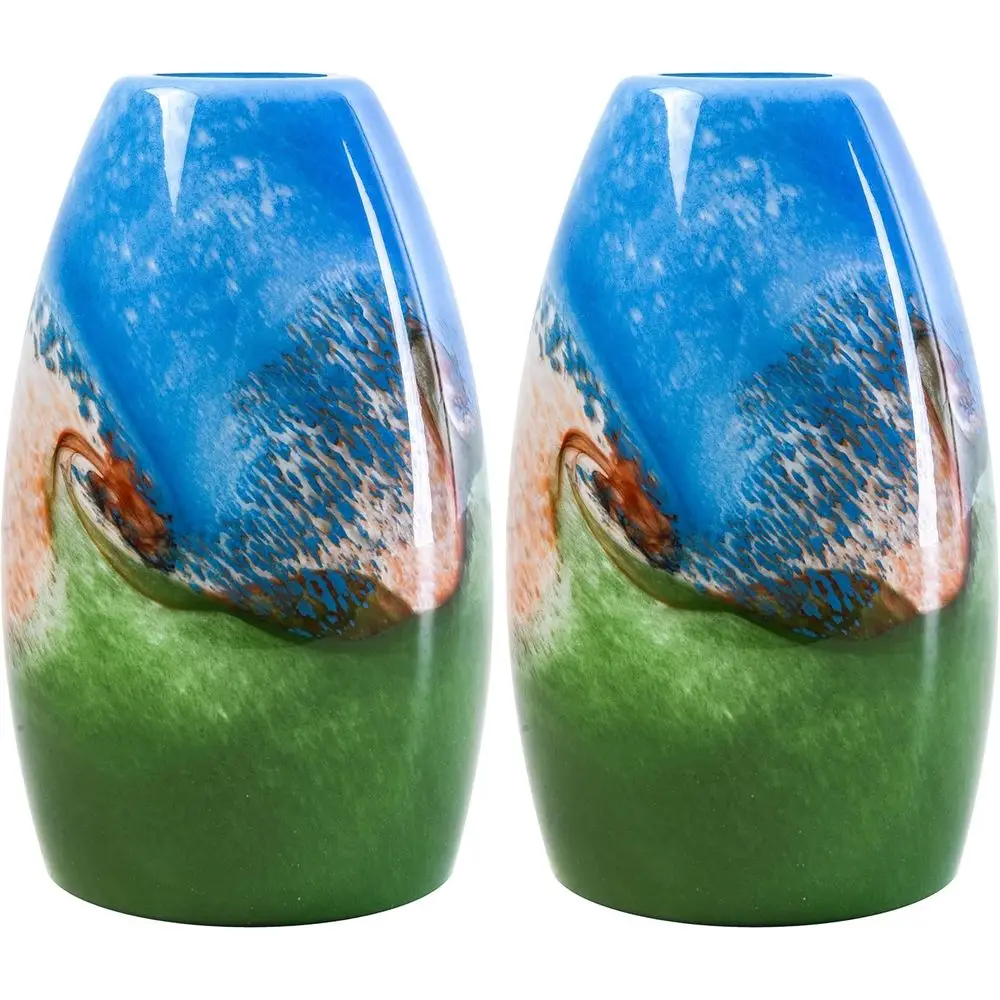 

2 Pack Multi Color Glass Lamp Shade Oval Pendant Light Shade,Hand Blown Art Glass Cover Lamp Shade Replacement,Diamater 4", Heig