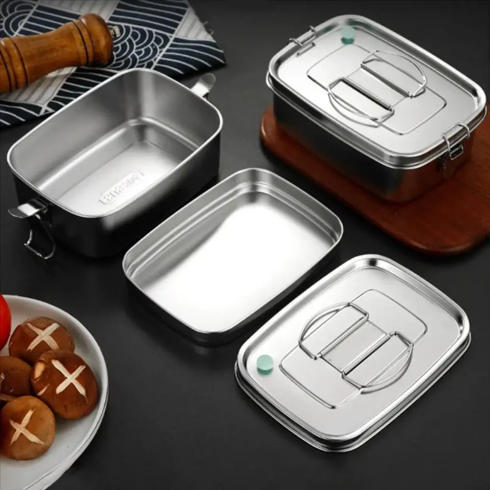 

304 Stainless Steel Stainless Steel Lunch Box Leakproof Cover Rectangle Storage Food Container Reusable Split Grid