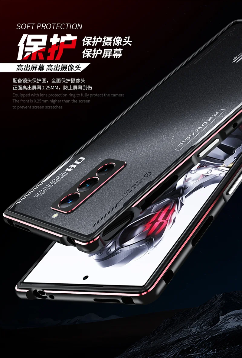 ZTE Red Magic 8 Pro NX729J Bumper Ultra Thin Aluminum Metal Frame Case Cover for Nubia Redmagic 8 Pro Plus 5G Shockproof Bumper