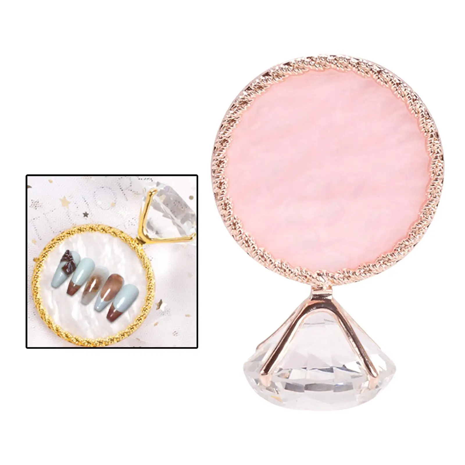 Paleta de arte em unhas, base de diamante, placa de mistura acrílica, organizador de decorações de unhas para design de manicure e uso em salão de beleza