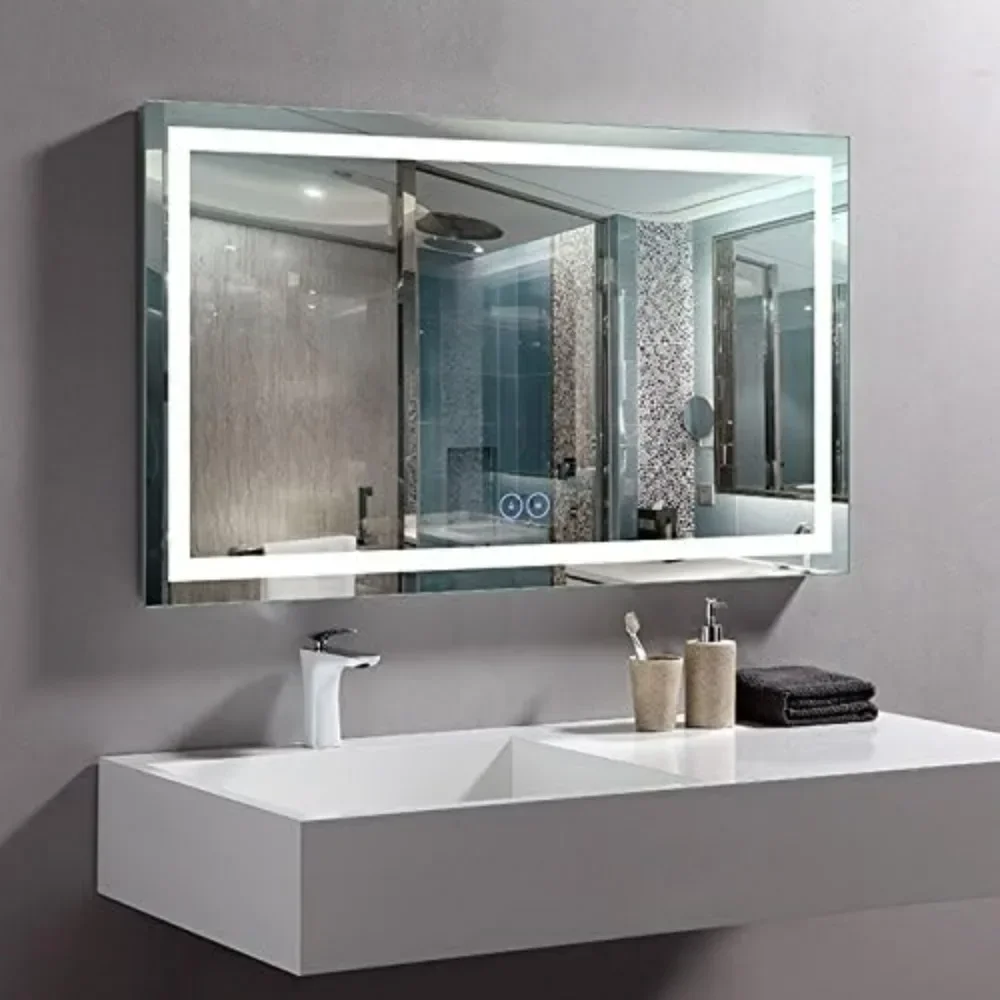 Led Mirror Bathroom, Lights Vanity Mirror with Anti-Fog,Dimmable,Touch Button Mirrors for Wall