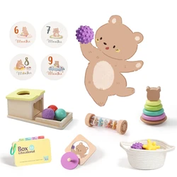 Montessori Toy Set Multiple Purpose Puzzle Games Toys Baby Growth Mileage Commemorative Card and Early Education Toy Baby Gift