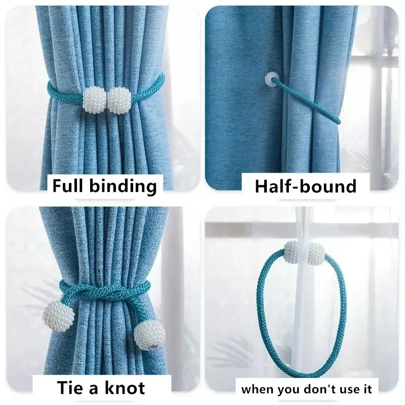 2pc Pearl Magnetic Curtain Clip Buckle Curtain Holders Hook Hanging Ball Magnetic Tiebacks Home Curtain Accessories