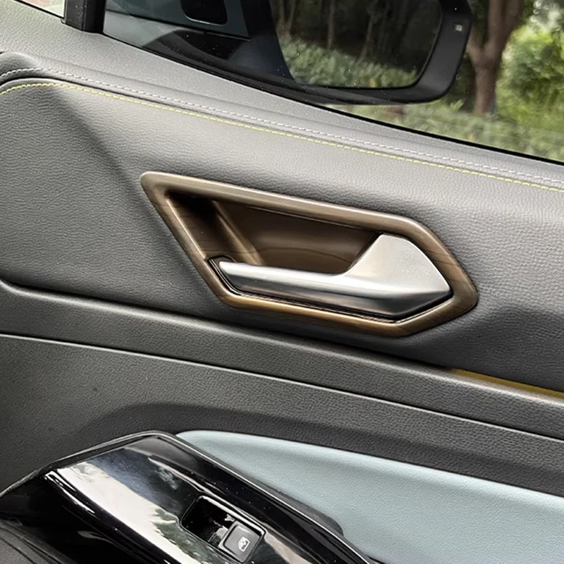 الخوخ الخشب الحبوب سيارة مركز الكسوة والعتاد التحول لوحة مسند الذراع غطاء تعديل التبديل الإطار لشركة فولكس فاجن فولكس فاجن ID.4 ID4 X 2021-2025 #4