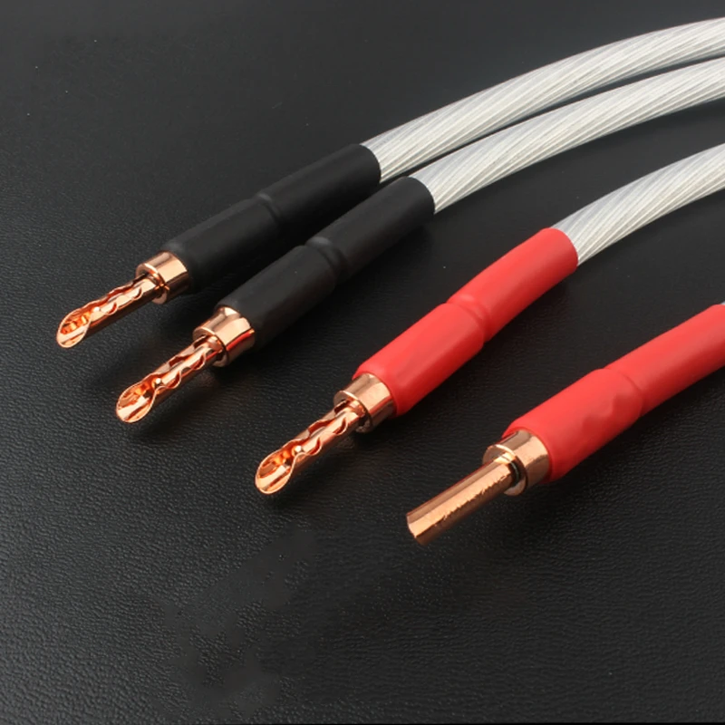 High Quality 4Pcs 5NOCC Silver Plated Speaker  Jumper Bridge Wire Banana / Spade Plugs