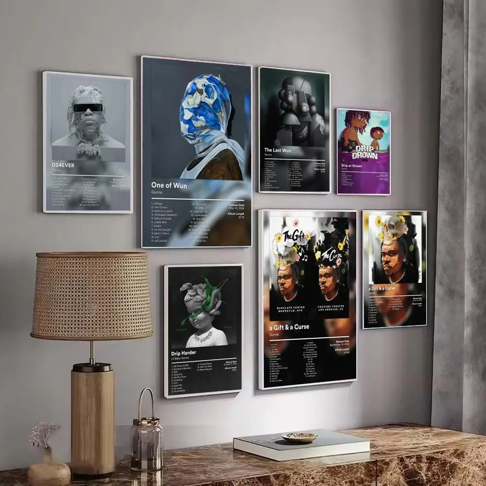 Rapper Music Pop Album G-GUNNA Poster Decorative Stickers Wall Art Mural Photo Design for Home Living Room Hallway Decor Gift