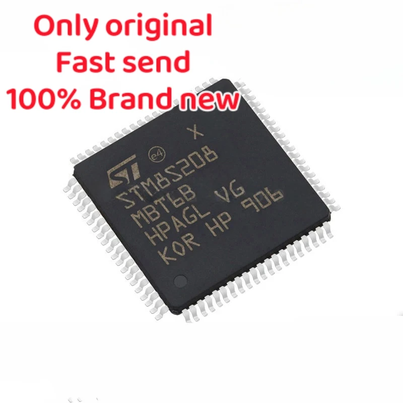 5PCS 100% New STM8S208MBT6B STM8S208 MBT6B QFP-80 Chipset