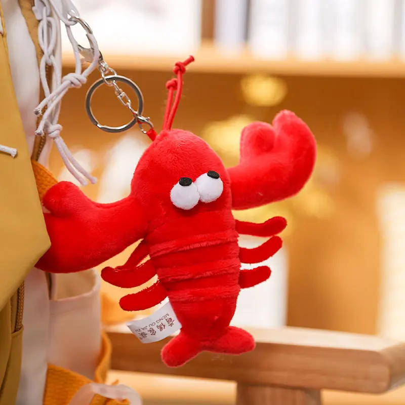 

new Simulated Crayfish keychain lifelike delicate Pendant soft funny red decorate couple birthday fashione birthday gift