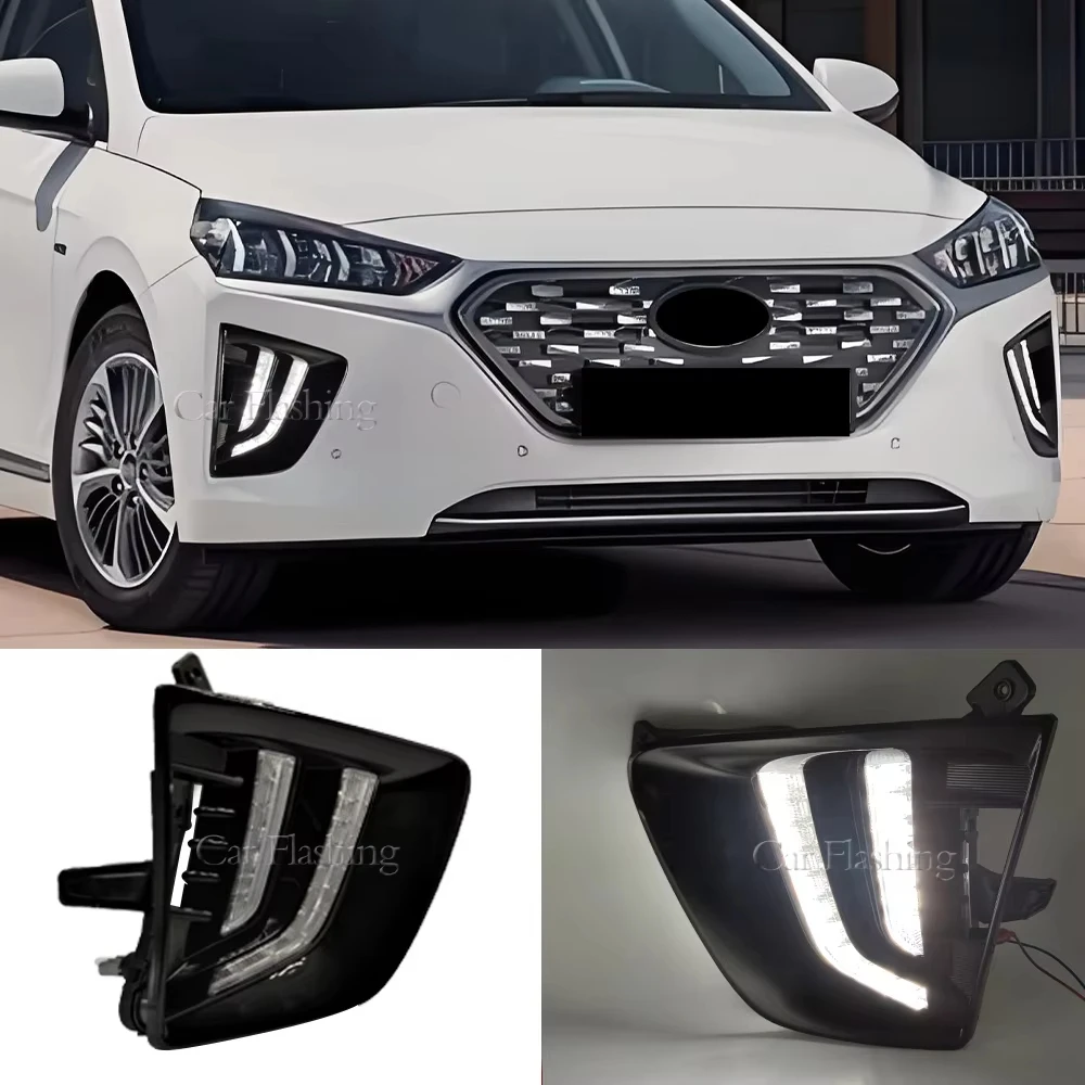 

Car LED DRL For Hyundai IONIQ 2020 2021 2022 Front Bumper Daytime Running Light Day Light Fog lamp cover