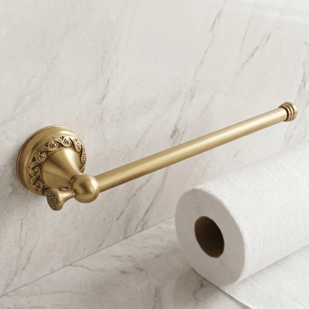 銅製タオルバー-アンティーク真鍮製-防錆トイレットペーパーホルダー-実用的で精巧な模様の彫刻が施されたトイレットロールホルダー