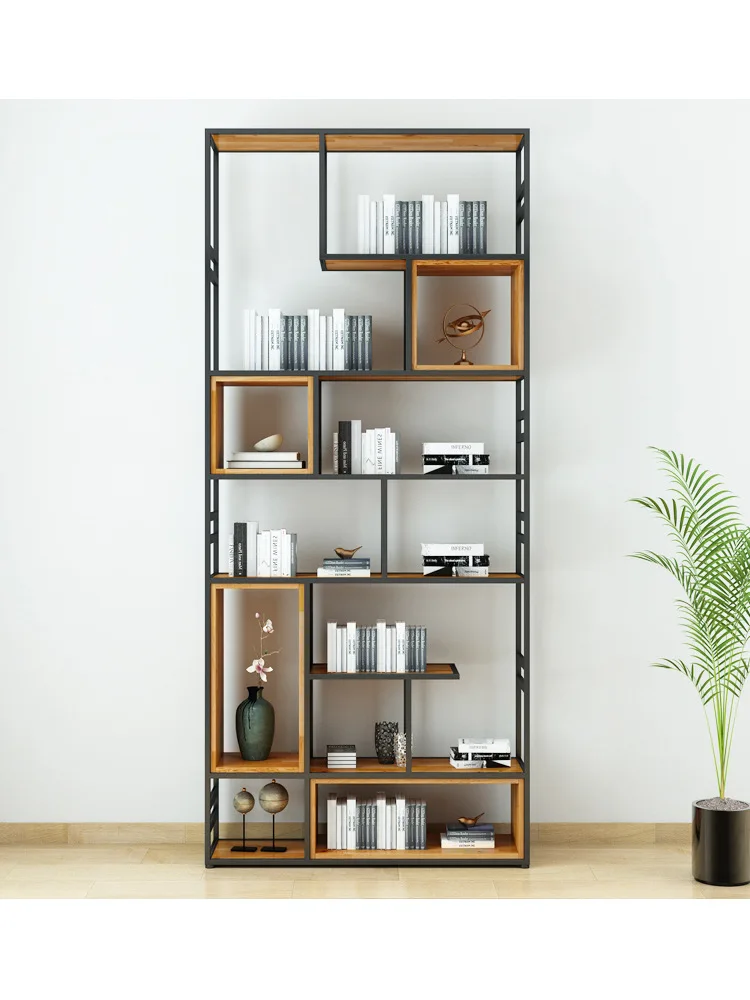 

Промышленная ветровая книжная полка из кованого железа, полка от пола до потолка, креативная художественная полка для гостиной, витрина Богу