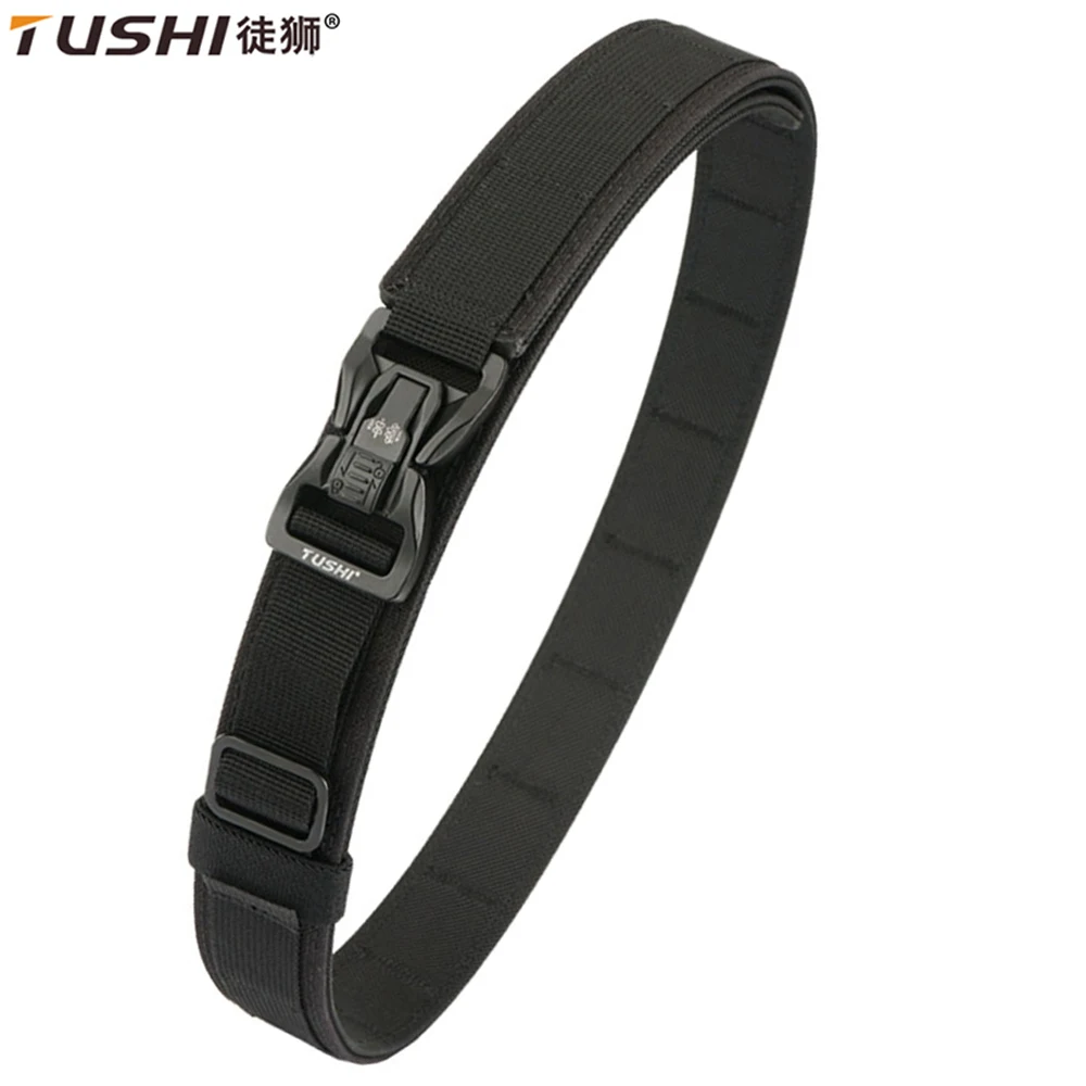 

TUSHI New Military Belt for Men Sturdy Nylon Metal Automatic Buckle Police Rigid Tactical Belt Outdoor Girdle IPSC Accessories