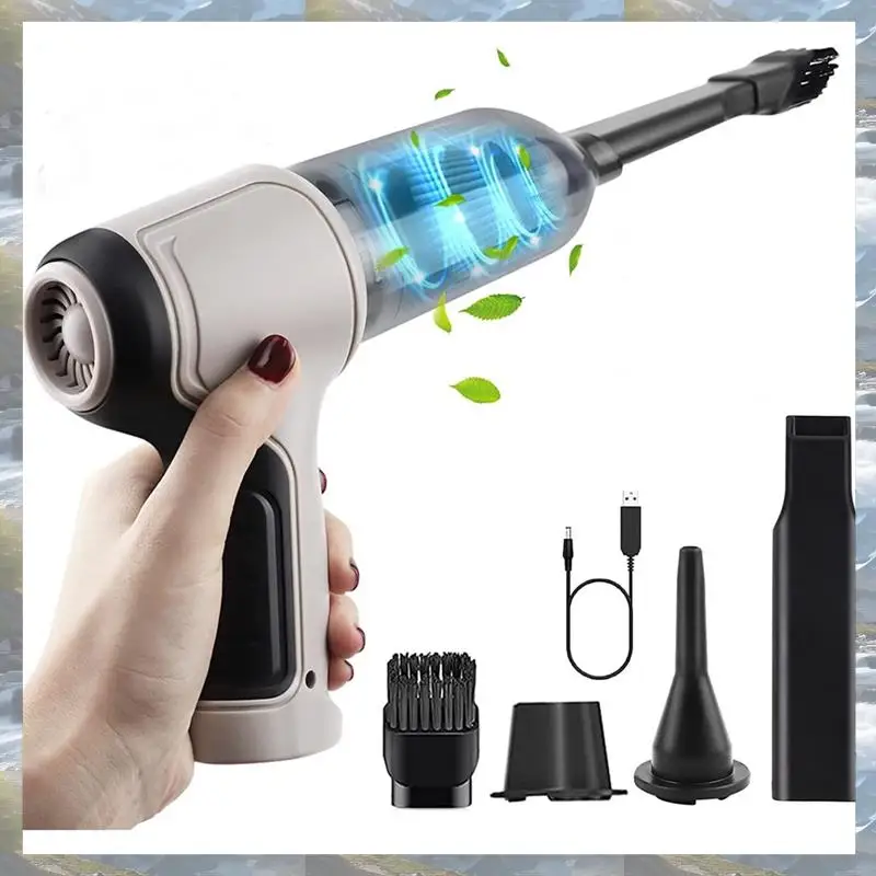 Aspirapolvere per computer 3 in 1 Ventilatore portatile Collettore di polveri d'aria Aspirapolvere per auto ricaricabile Aspirazione ciclonica