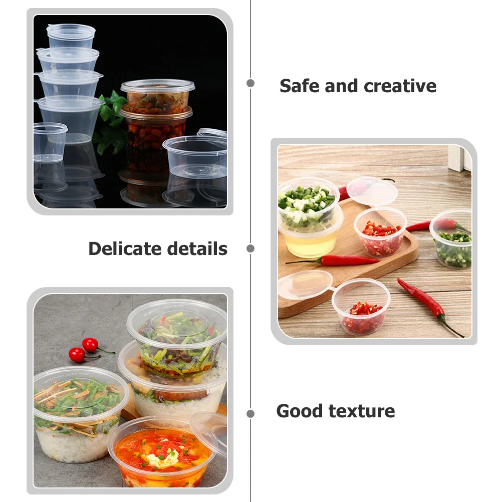 

100Pcs Disposable Leakproof Plastic Condiment Boxes Sauce Cups with Lids for Takeout Food Containers Bowls Food Containers