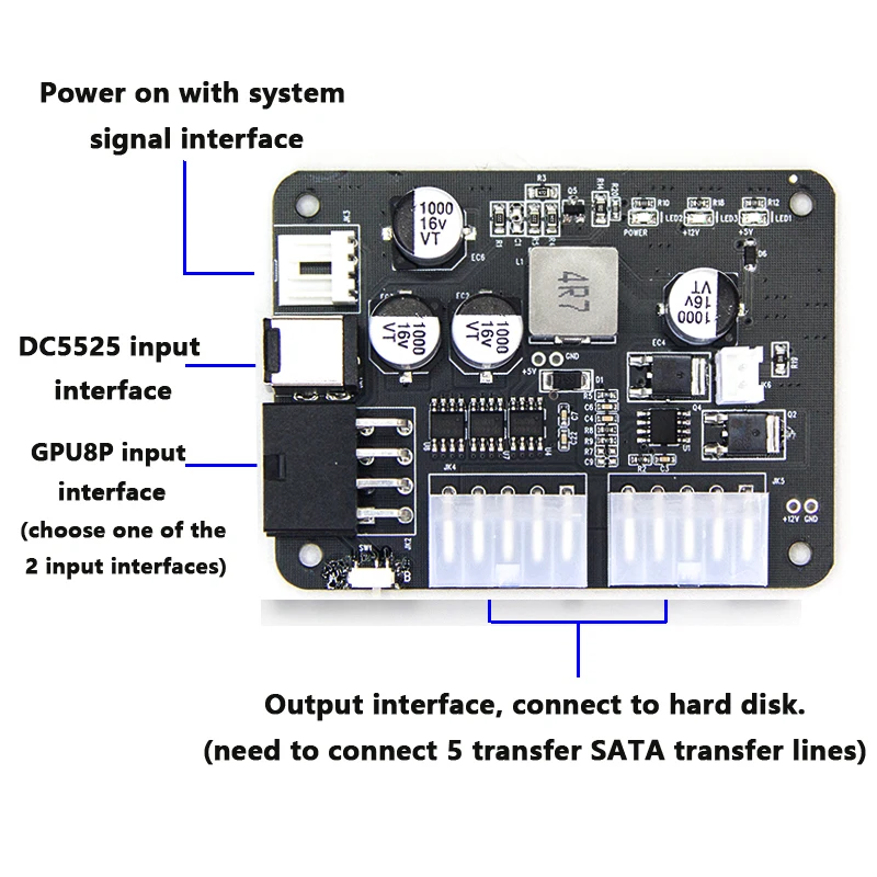 200W source HDD SSD pico psu 12vDC-SATA Mini computer mini PC hard disk external power module  power on with PC HTPC NAS