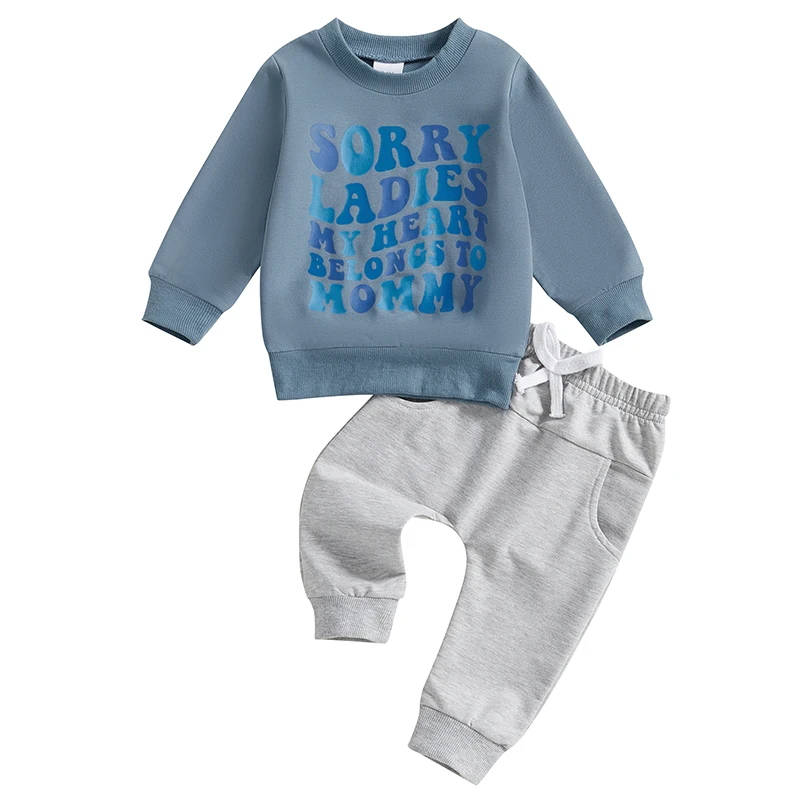 

Toddler Boy Girl Pants Set Letter Print Long Sleeve Sweatshirt Pocket Long Pants Outfits