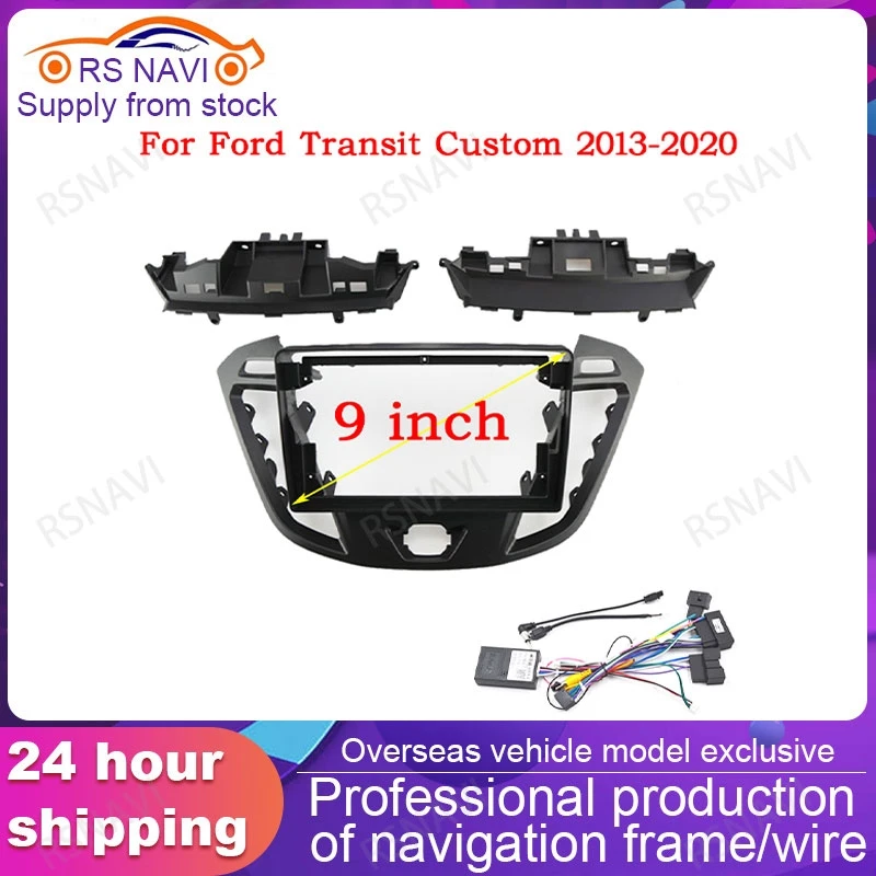 9 inch Car Radio Fascia For Ford Transit Custom 2013-2020 DVD Stereo Frame Panel Mounting Dash Installation Bezel Trim Kit 2Din