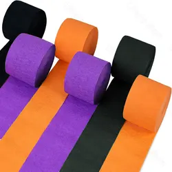 3 Rolls Crepe Paper Streamers for Halloween Decorations Purple Black Orange Crepe Paper for Birthday Halloween Party Decor Favor