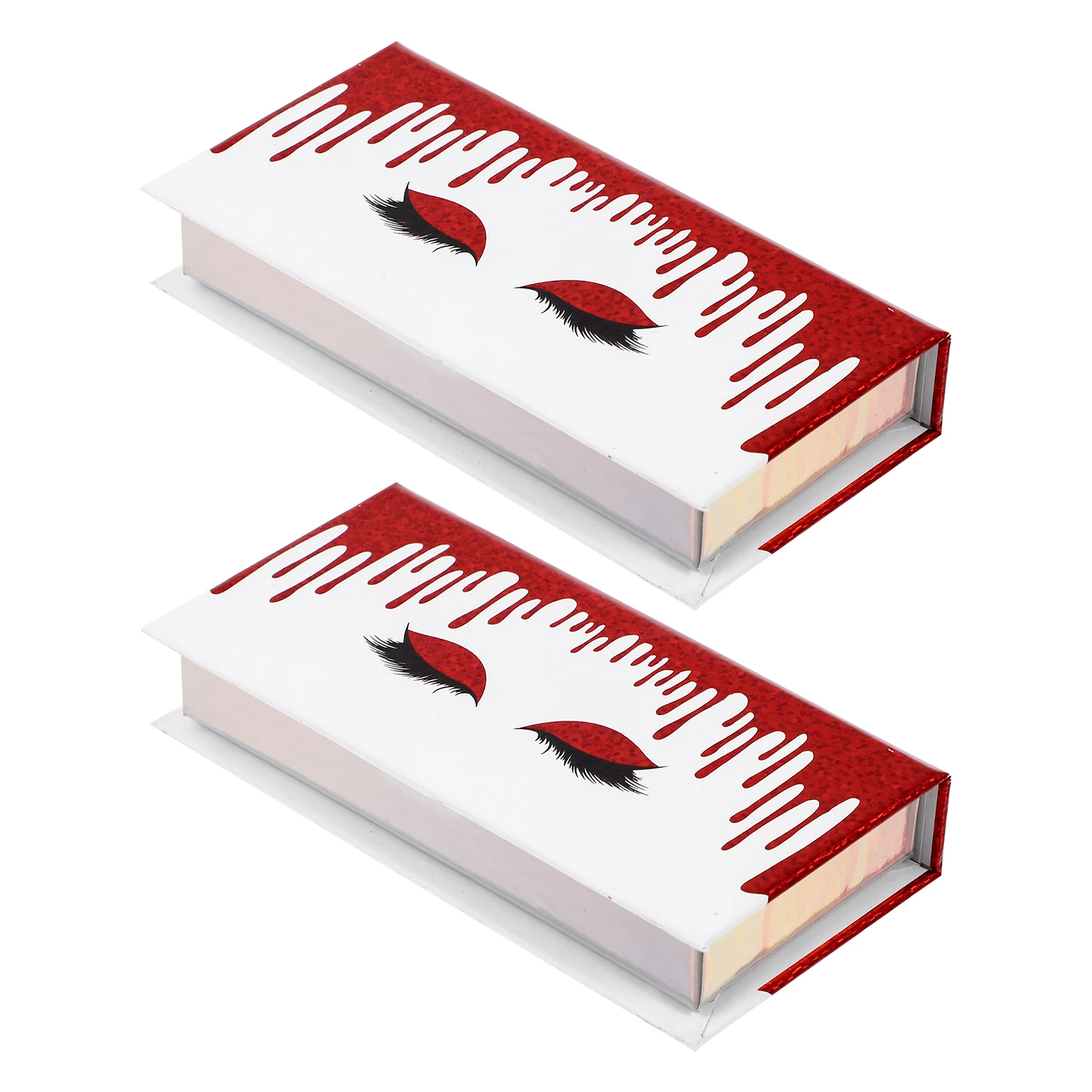 

2pcs False Eyelash Box Rectangle Red Golden Packaging Large Capacity eyelash container organizer case