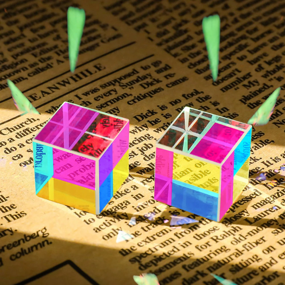 15/20/25/30/40mm Color Cube Prism Light Catcher Hexahedral Crystal Magic Cmy Cube Educational Toy Science Magic Prism Cube