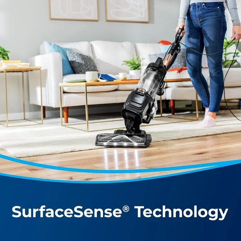 QWABISSELLS SurfaceSense Allergen Lift-Off Pet Upright Vacuum,with Tangle-Free Multi-Surface Brush Roll,LED Headlights,& Lift