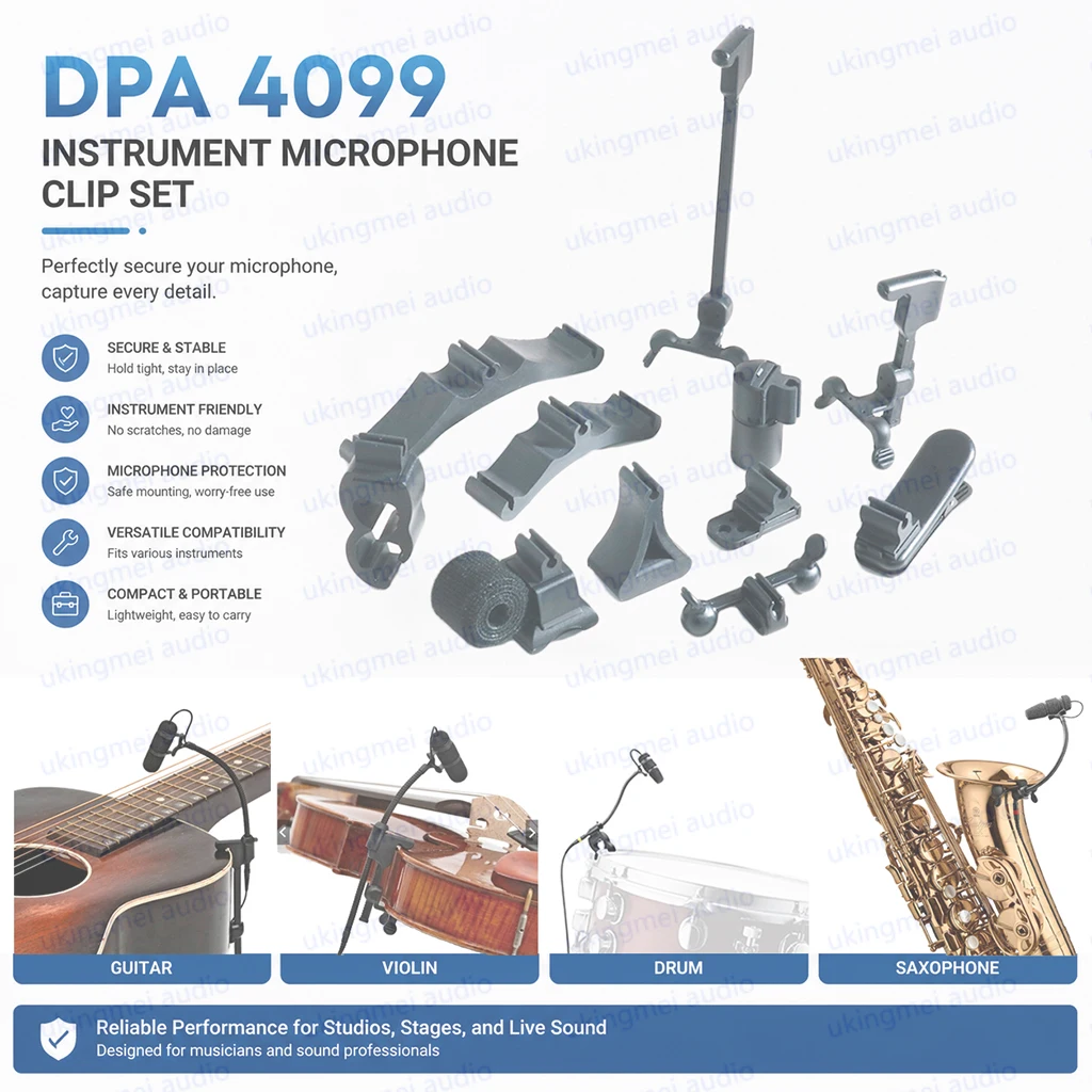 

Instrument Mic Clip Set for DPA 4099 Snare Drum Guitar Violin Cello Accordion Saxophone Brass Universal Microphone Mount Adapter