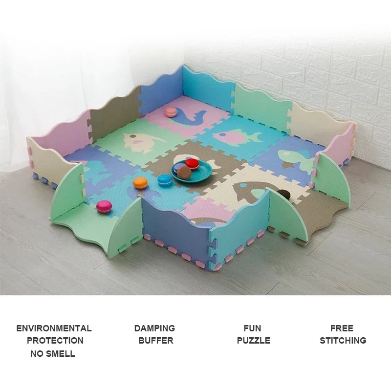 Tapete grosso de espuma EVA para brinquedos educativos infantis, tapete de atividades com cor aleatória, tapete de brincar com cerca, quebra-cabeça in